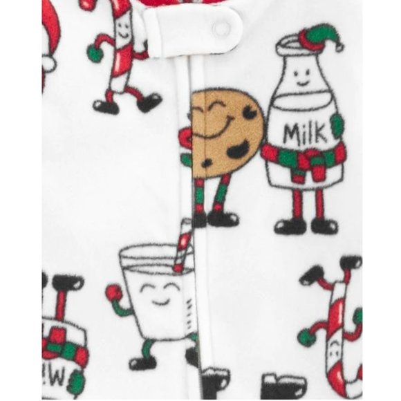 Baby Carter's Christmas Sleepers- Milk n Cookies Striped Reindeer Size 3 mo NWT - Picture 3 of 8